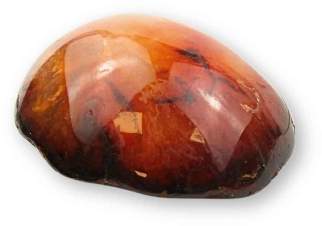 Karneol halvpolerad flodsten, 8 x 4 x 6 cm, 202 g
