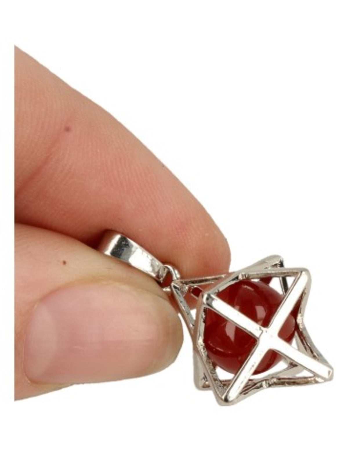 Karneol merkabah hänge med stenkula, 2,5 cm