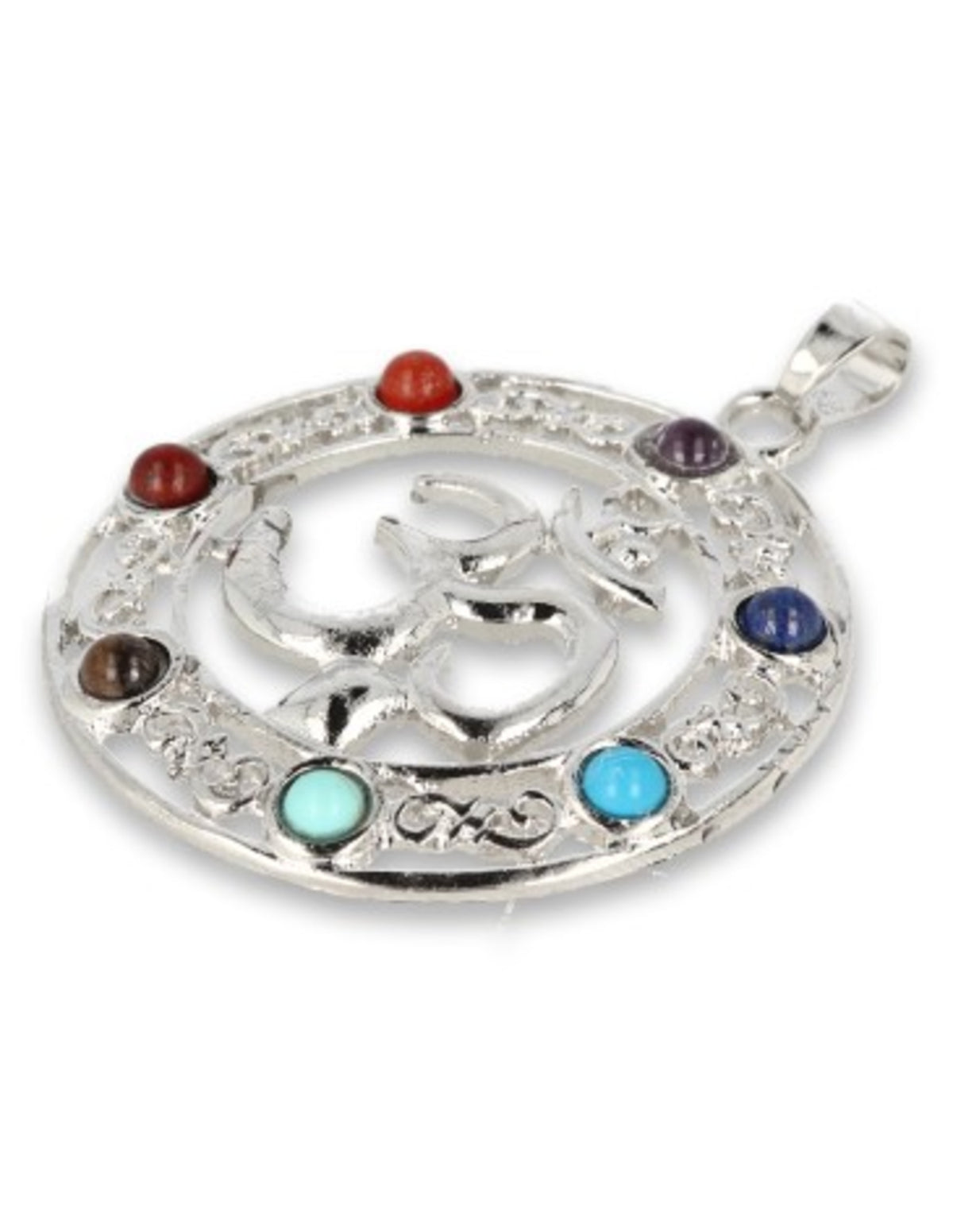 Chakra hänge ohm med äkta och syntetiska stenar, 40 mm