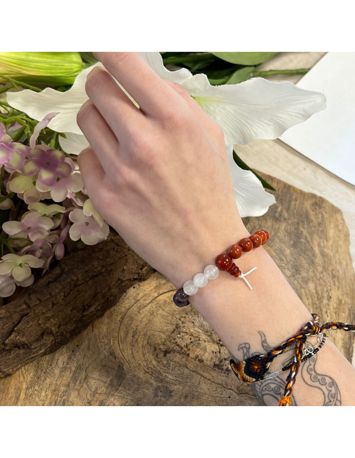 Chakra armband med stenar, pärlor 8 mm, 18 cm