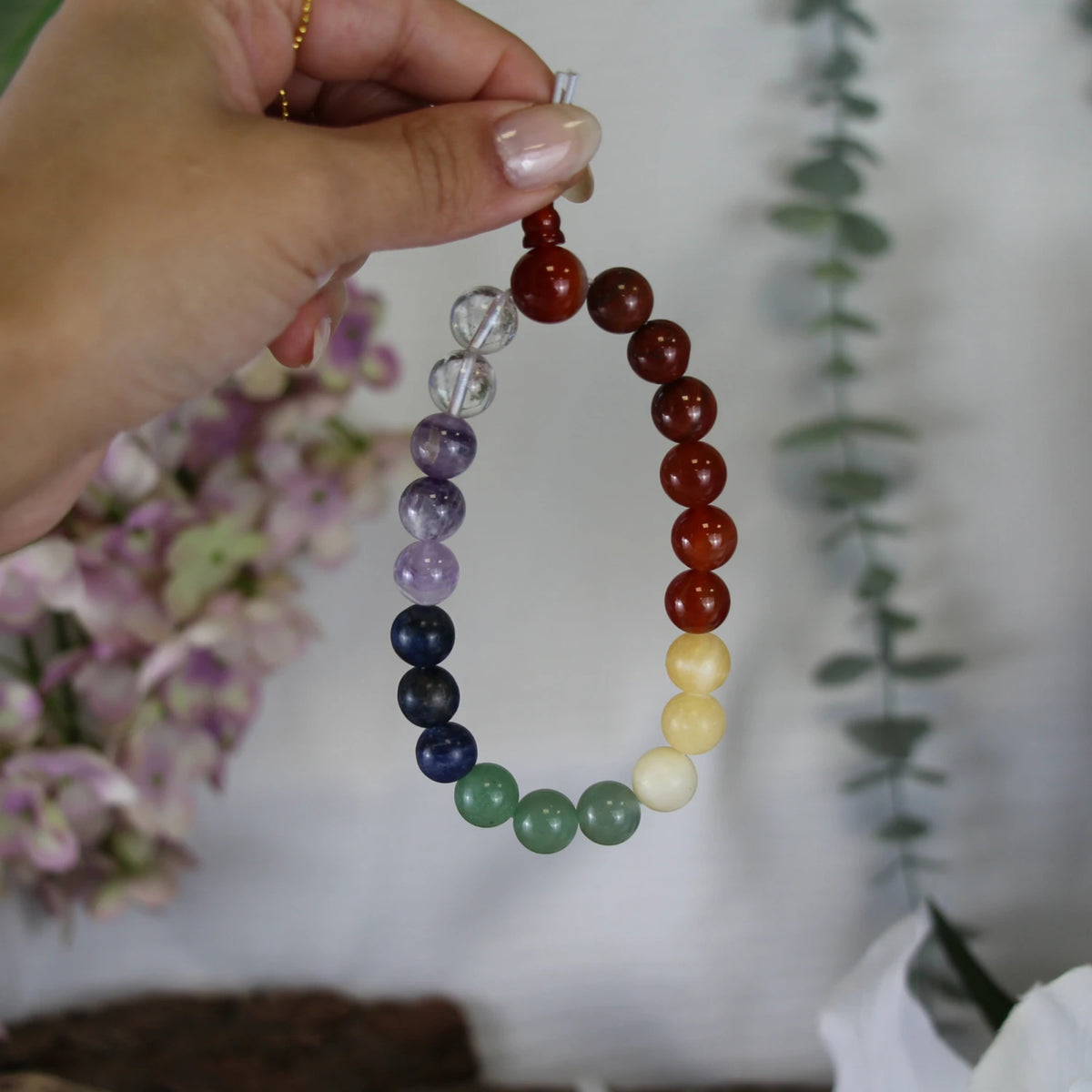 Chakra armband med stenar, XL, pärlor 10 mm, 21 cm, för män