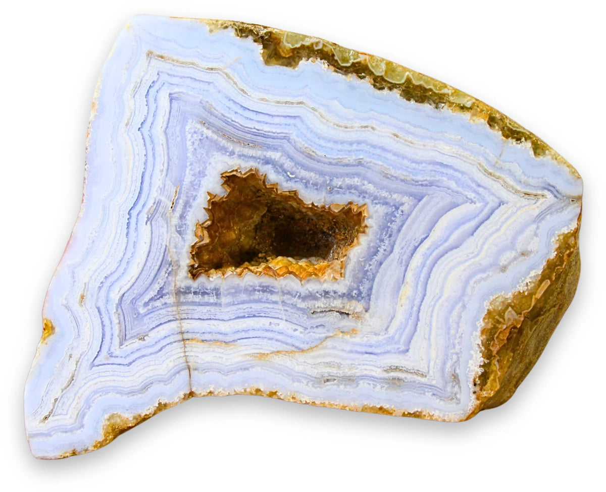 Blue lace kalcedon, delvis polerad, 15,5 cm, nr 01