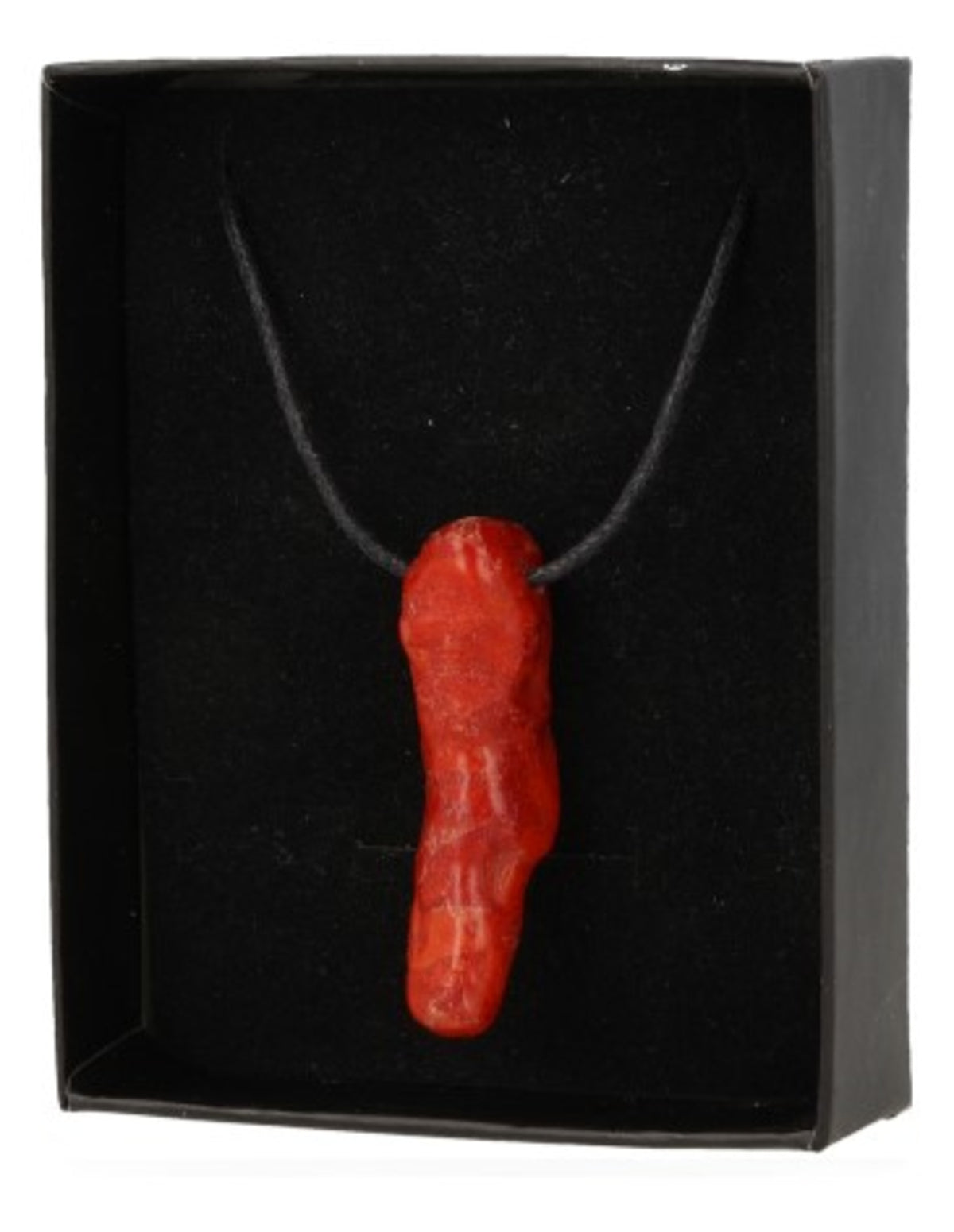 Korall halsband (imitation), chilipepparhänge på vaxsnodd