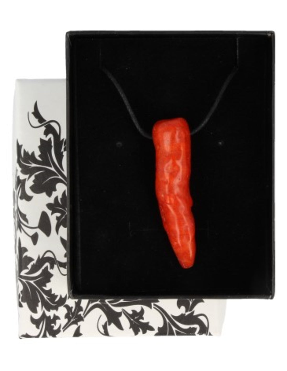 Korall halsband (imitation), chilipepparhänge på vaxsnodd