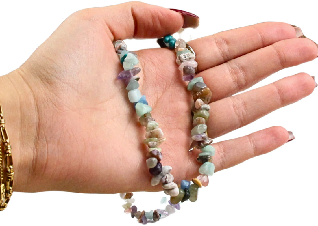 Halsband med blandade stenar, discomix, 45 cm