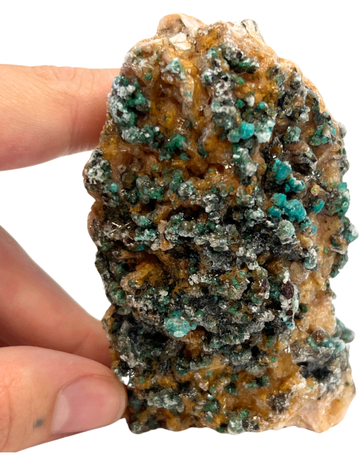 Dolomit med malakit och selenit, mineralprov, 8,5 cm, nr 05