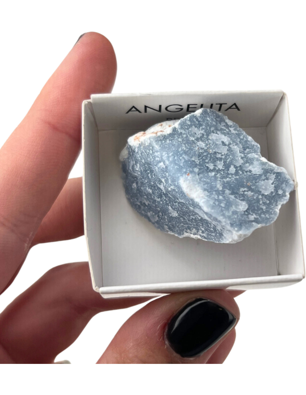 Angelit sten i liten ask, ca 3,5 cm