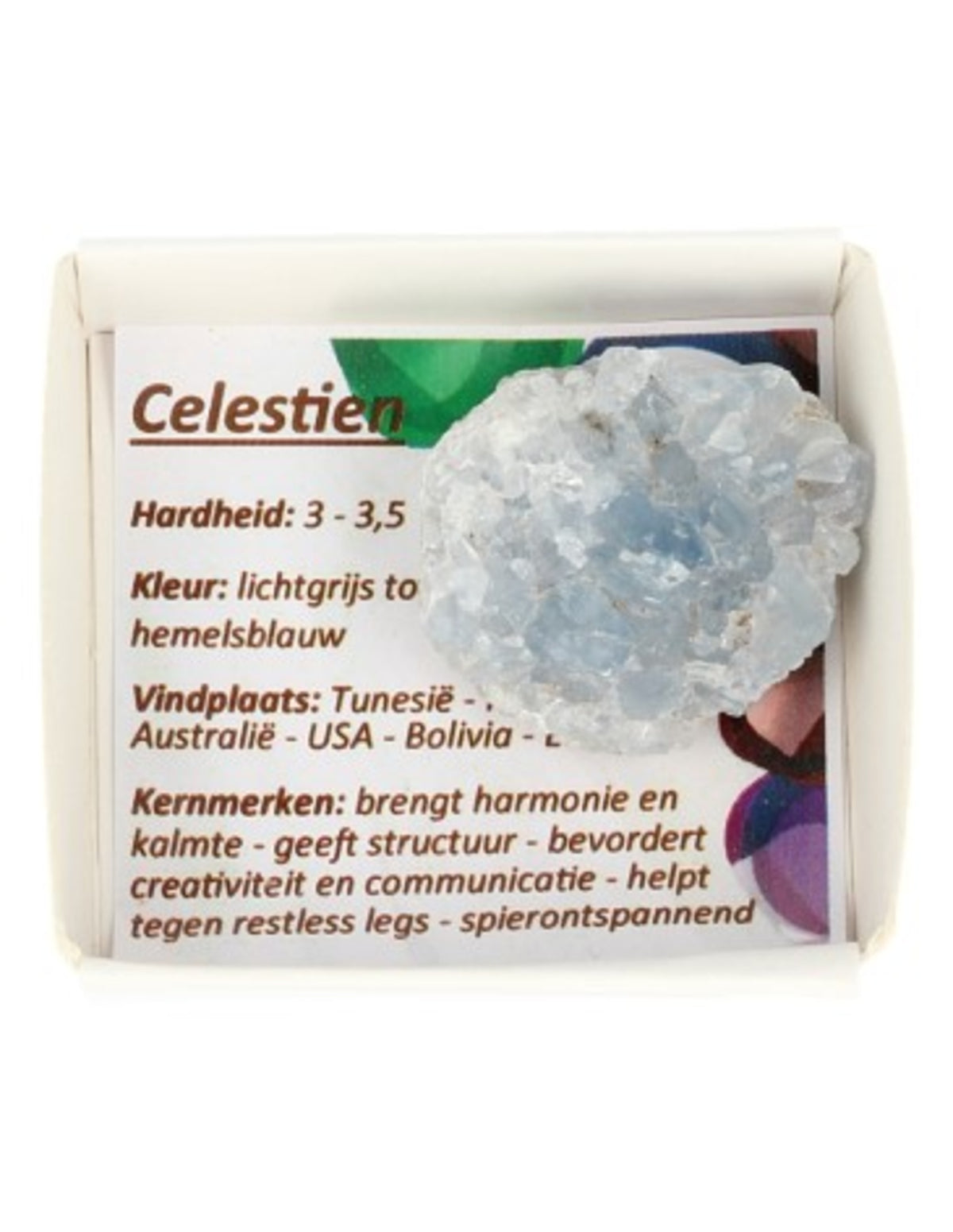 Celestin sten i ask, 3 till 5 cm