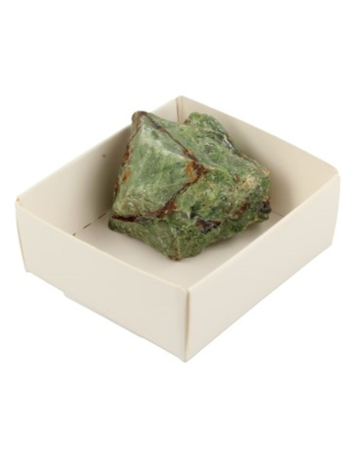 Krysopras sten i ask, 3 till 5 cm, Madagaskar