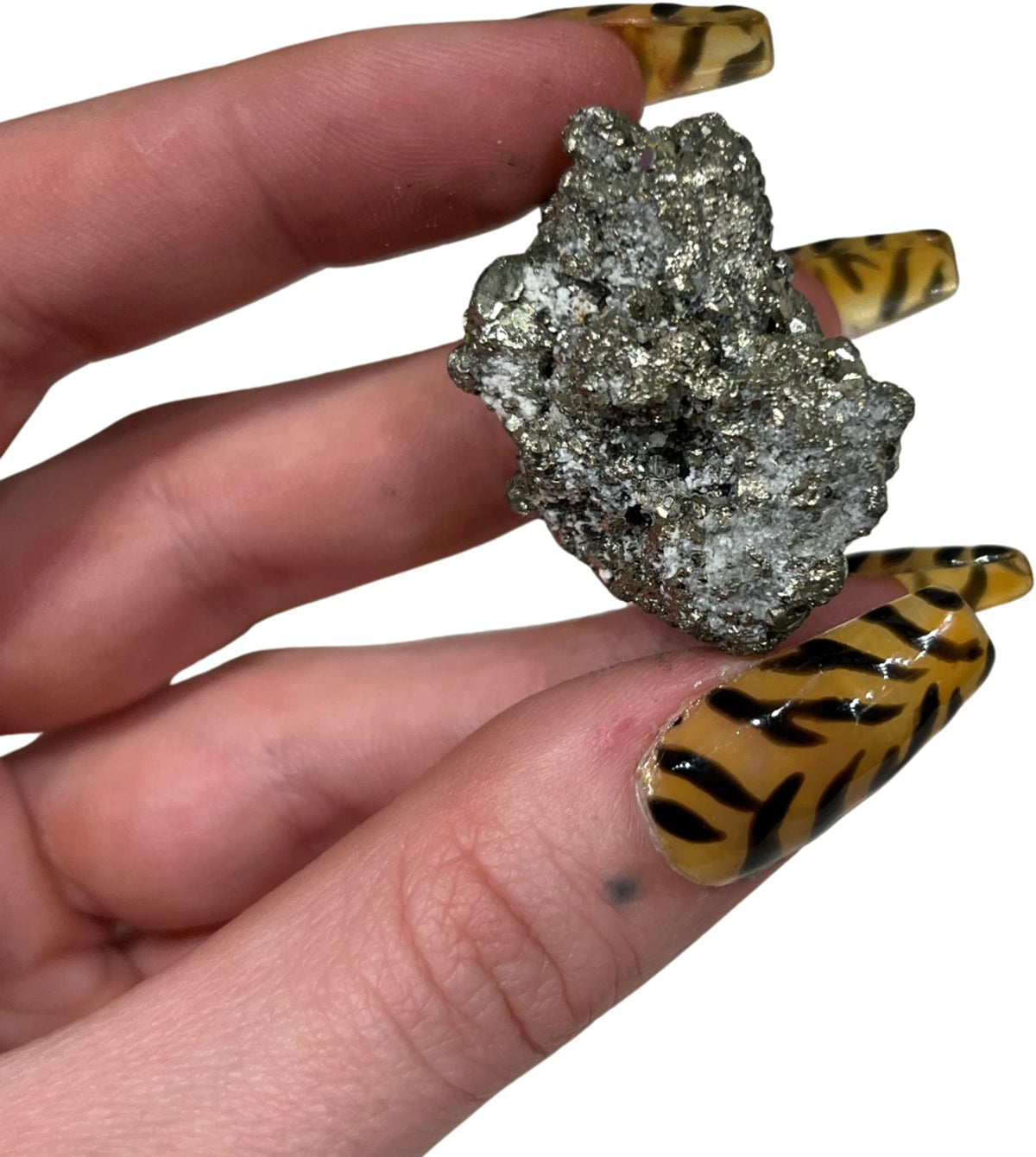 Pyrit mineralprov i ask, rå, guldgul