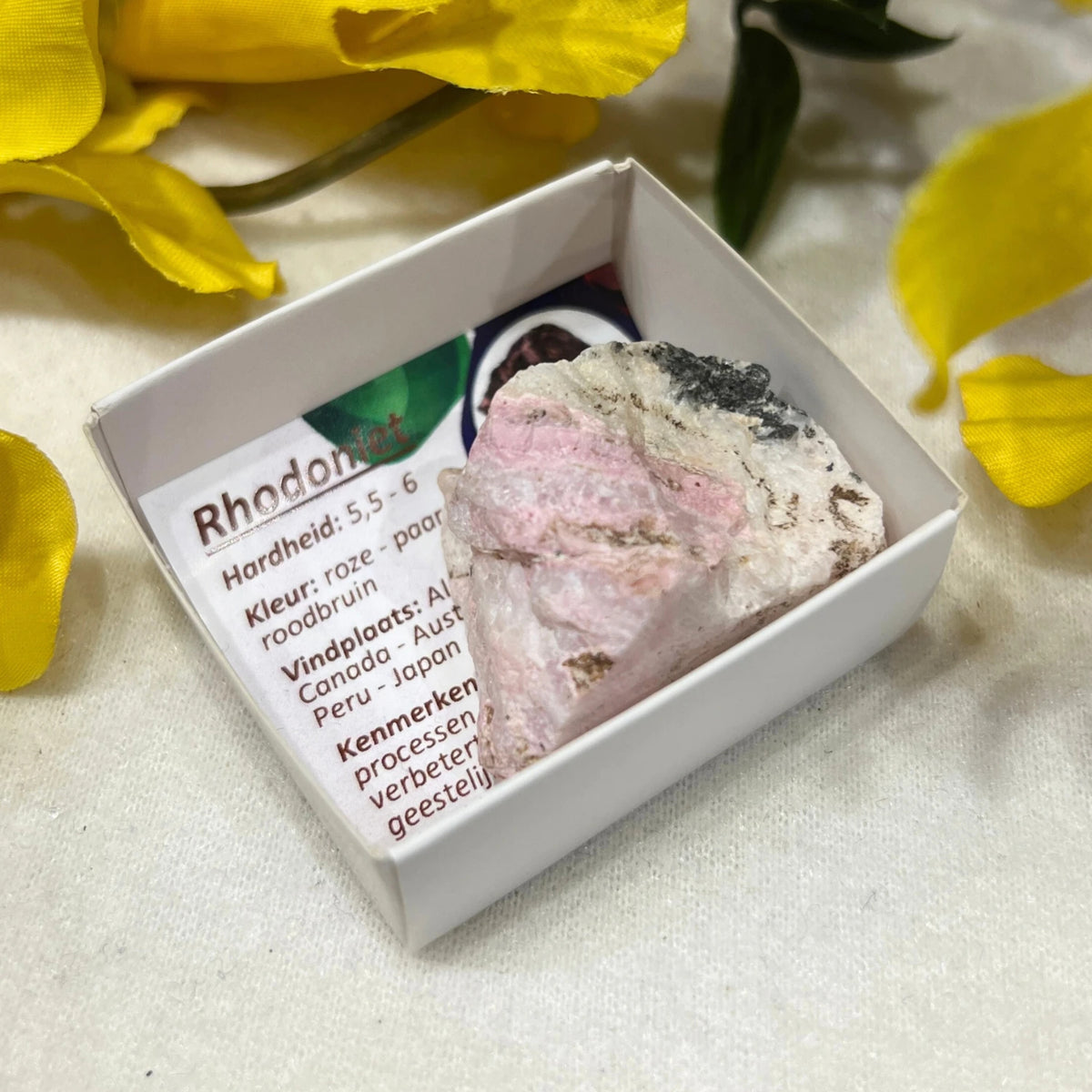 Rodonit rå sten i ask, rosa till brunröd