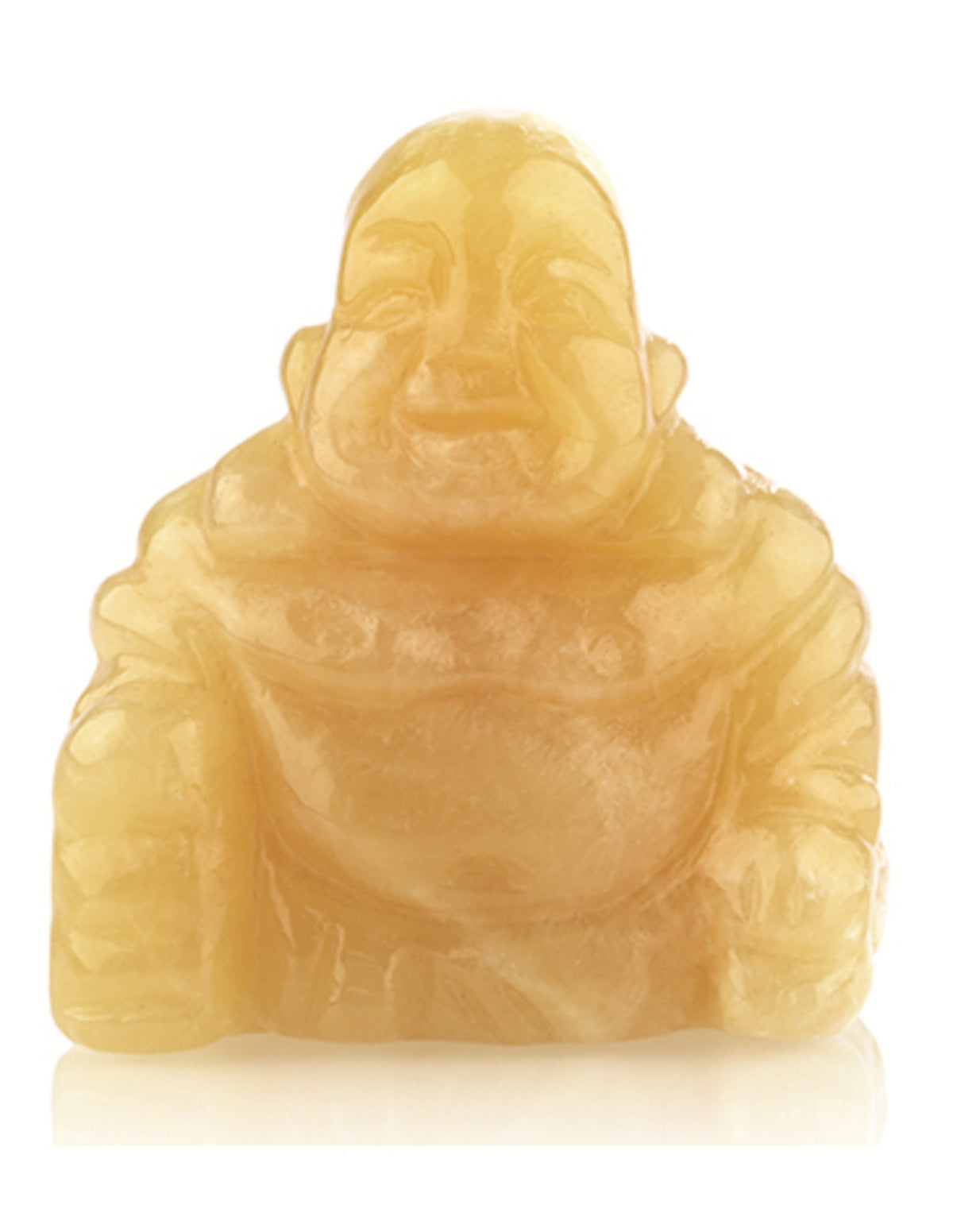 Gul kalcit Buddha, figur, 5 cm