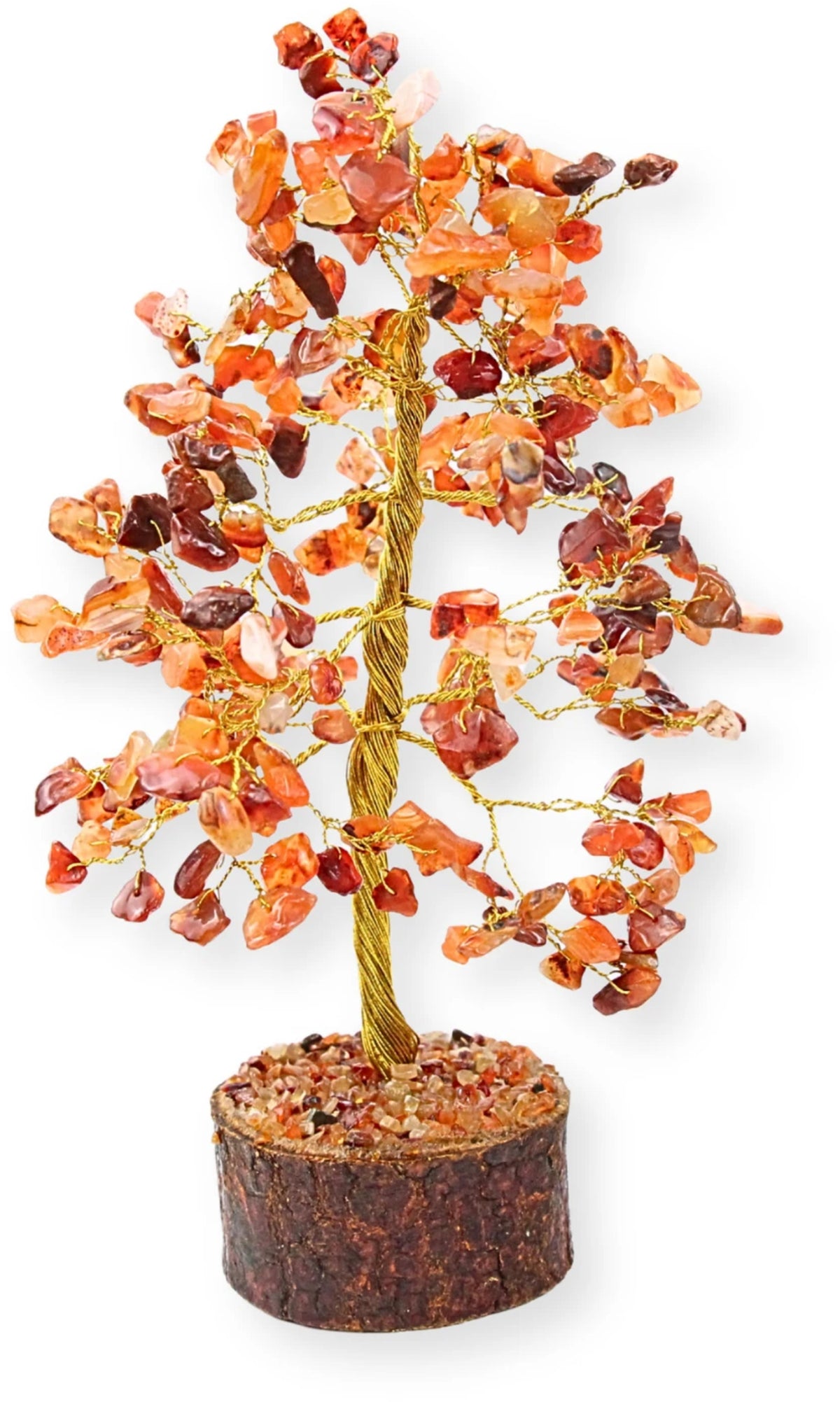 Karneol stenträd med handgjorda blad, 23 cm