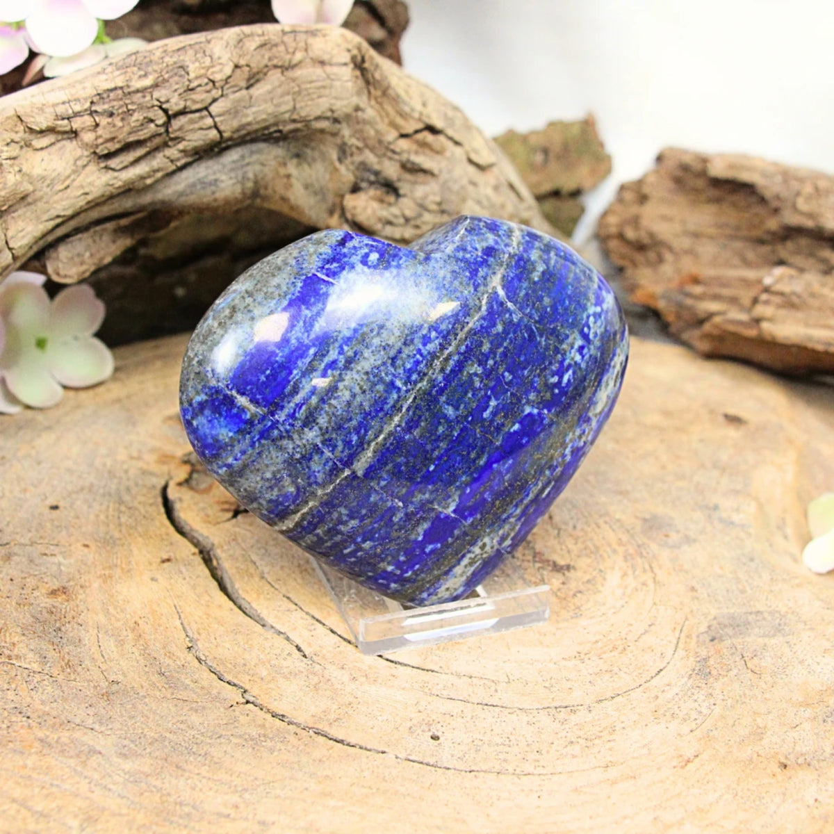 Lapis lazuli hjärta, polerat, 9,1 x 7 x 3 cm, nr 15