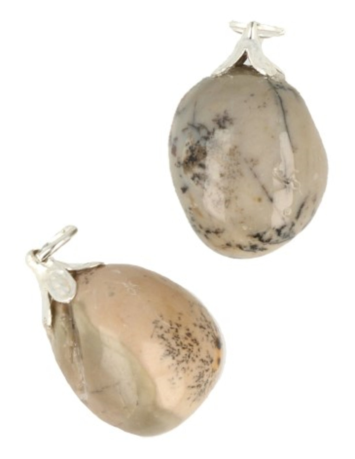 Jaspis hänge, dendrit, grön med mönster, 1,5 cm