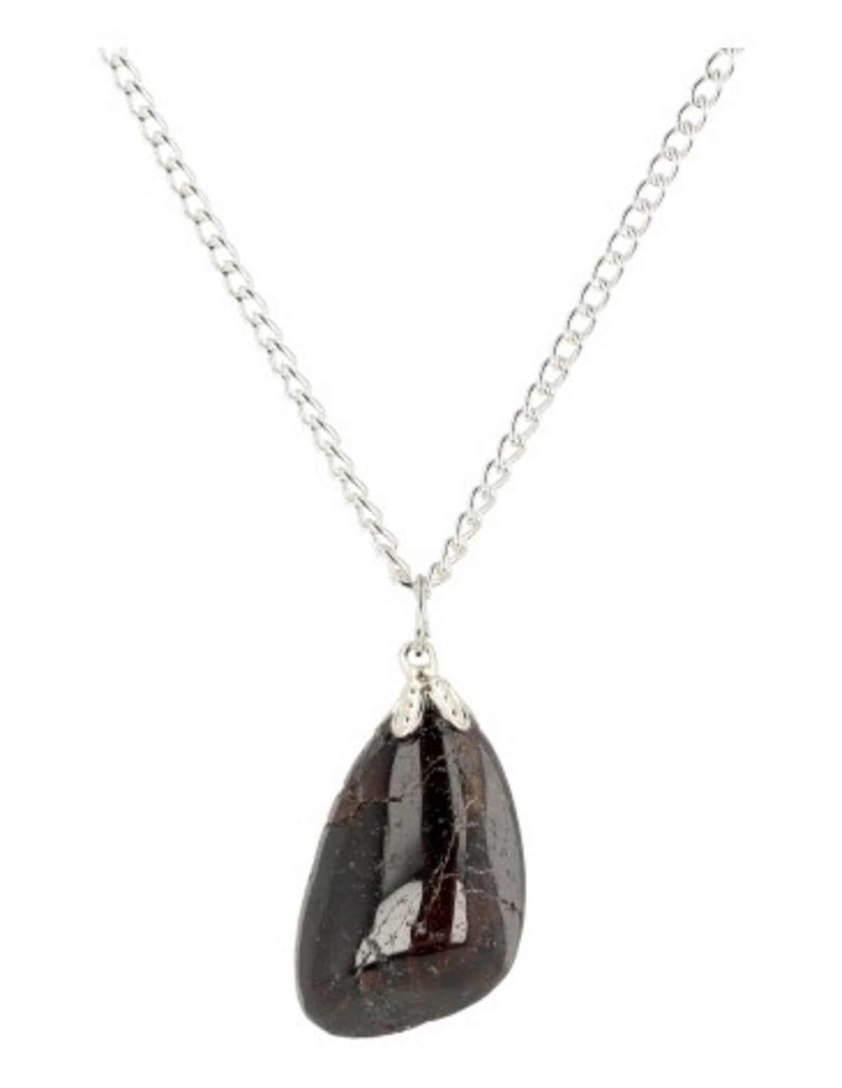 Rodolit hänge, mörk granat, försilvrat kapsel, 1 till 3 cm