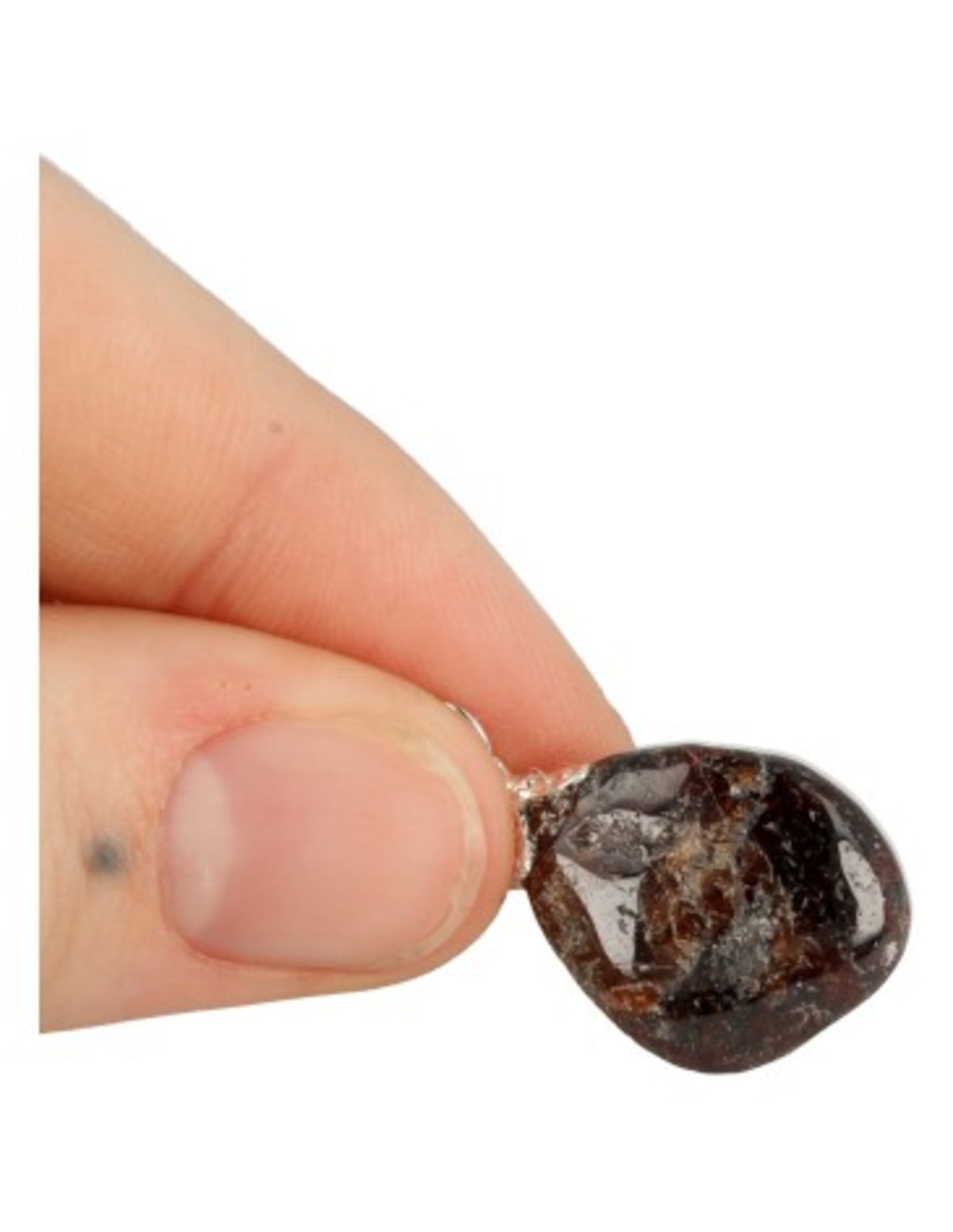 Rodolit hänge, mörk granat, försilvrat kapsel, 1 till 3 cm