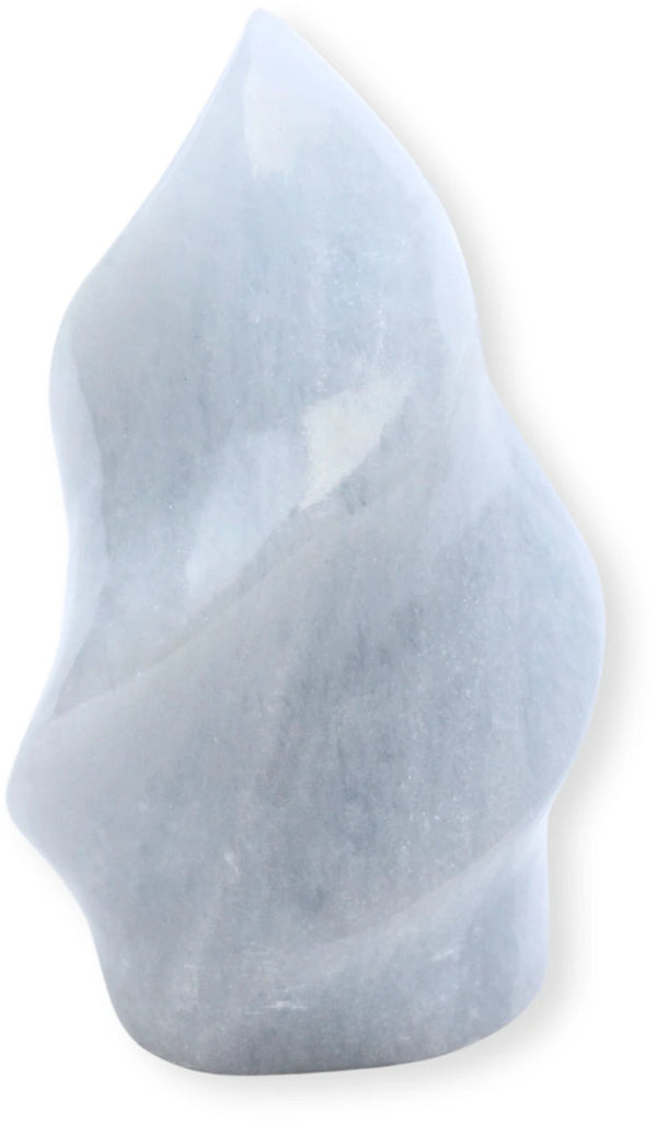 Blå kalcit flamma, feng shui, polerad, ca 10 cm, nr 01