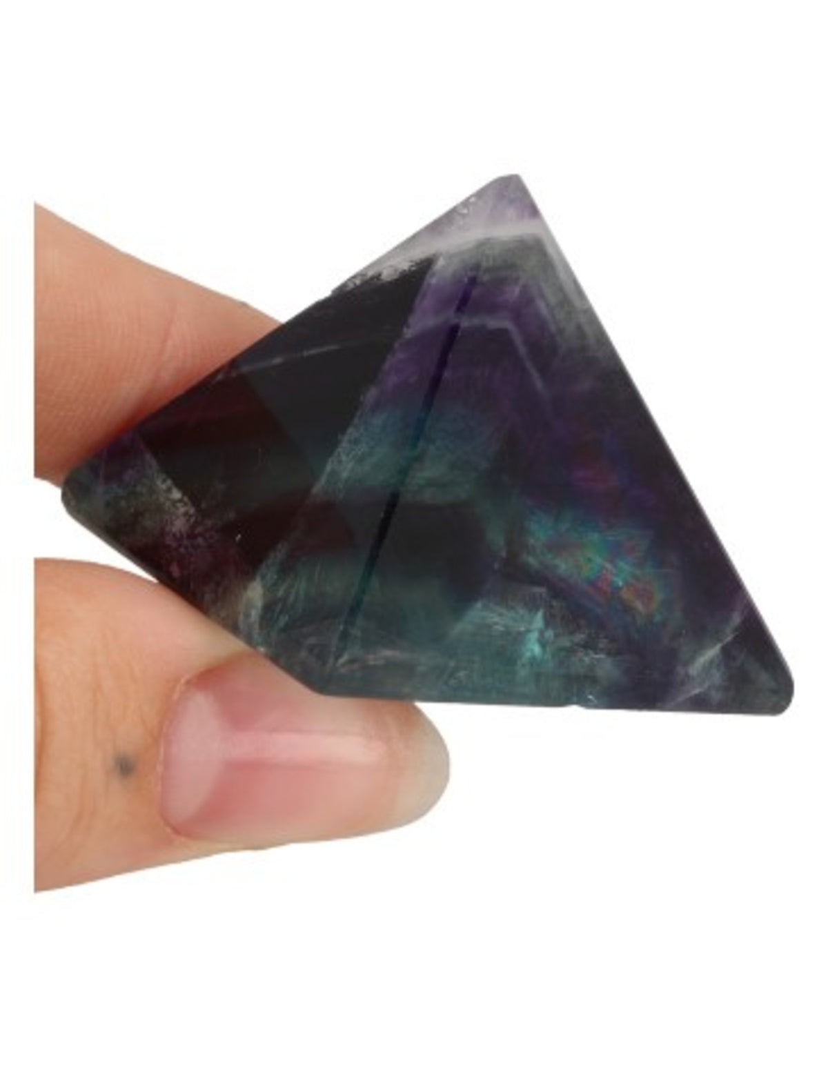 Fluorit pyramid, 35 mm, grön och lila