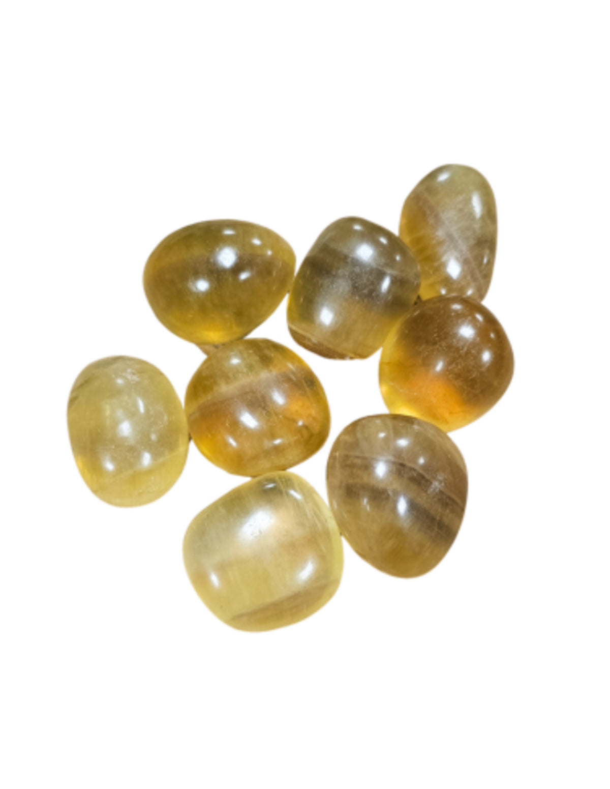 Fluorit trumlade stenar, gula, Kina, 2 till 4 cm, 250 g