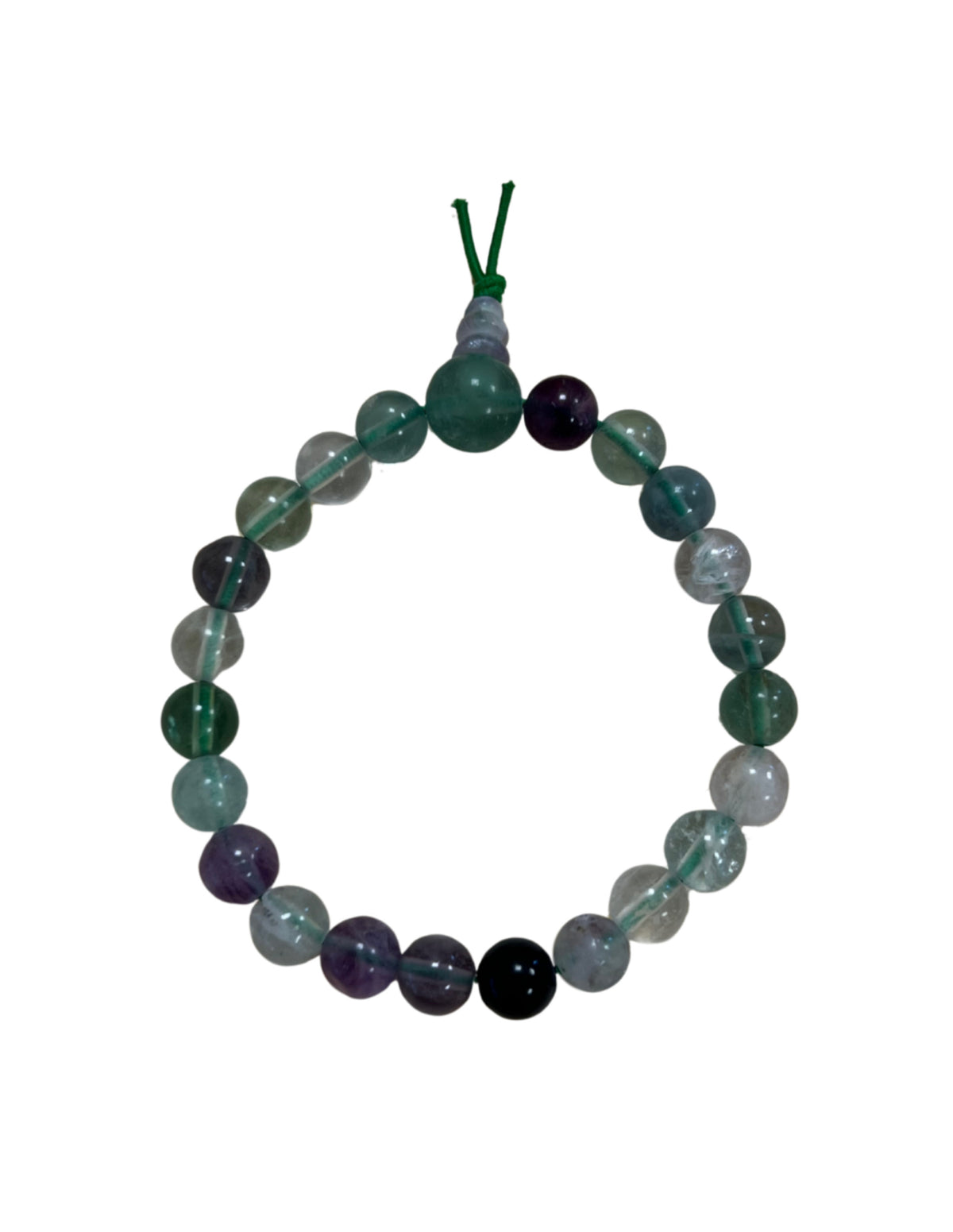 Fluorit powerbead armband, regnbåge, 8 mm, 18 cm