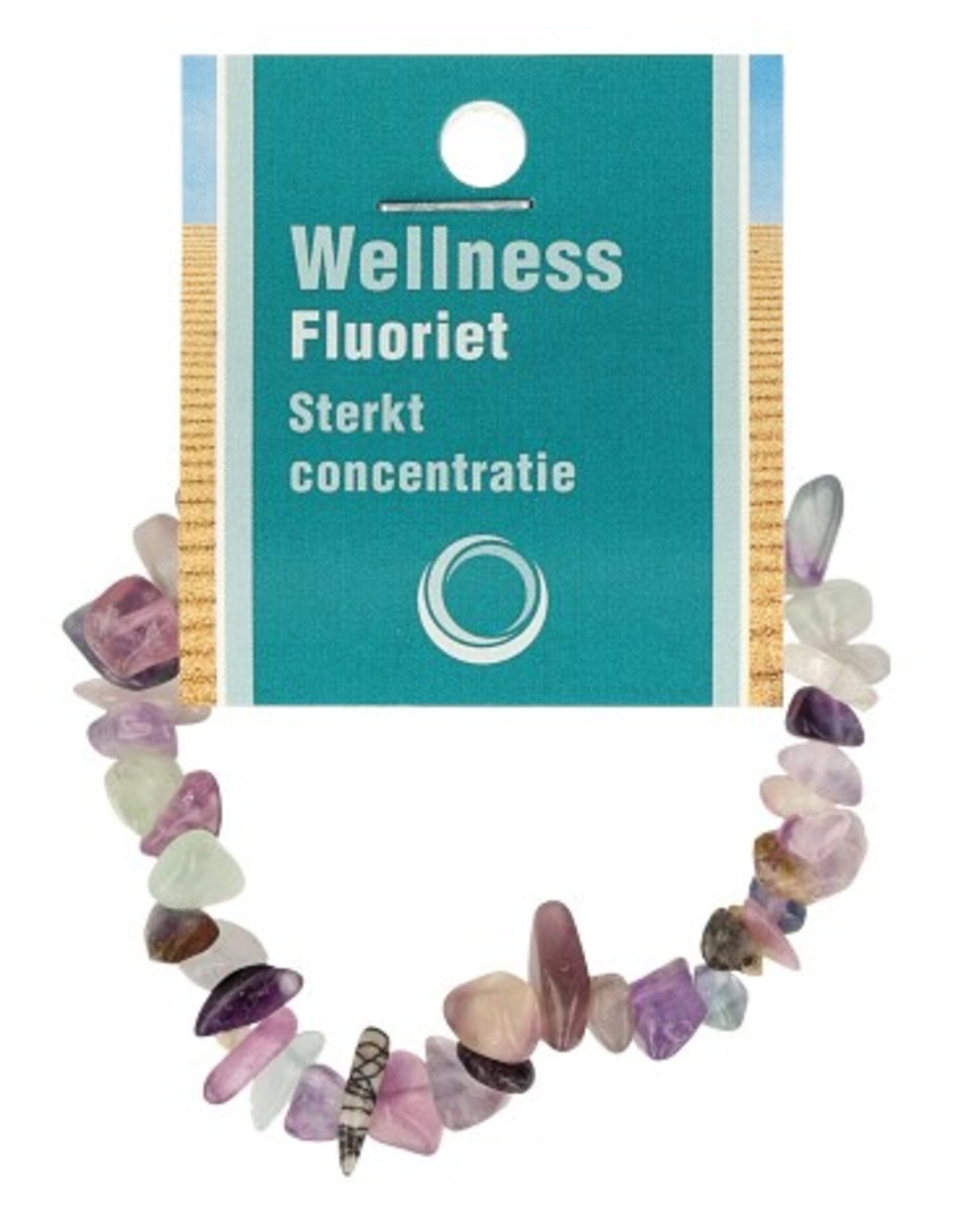 Fluorit armband med splitstenar, 5 till 10 mm, På kort