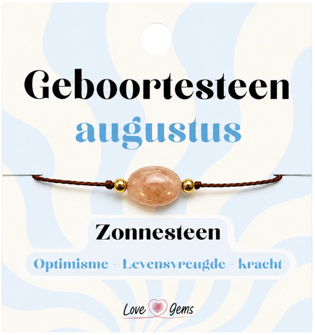 Solsten armband, augustis födelsesten, justerbart