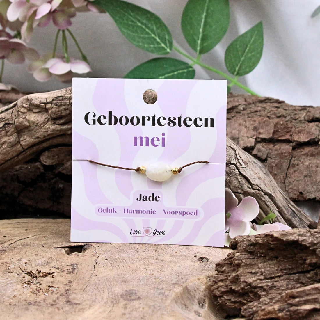 Jade armband, födelsesten maj, justerbart