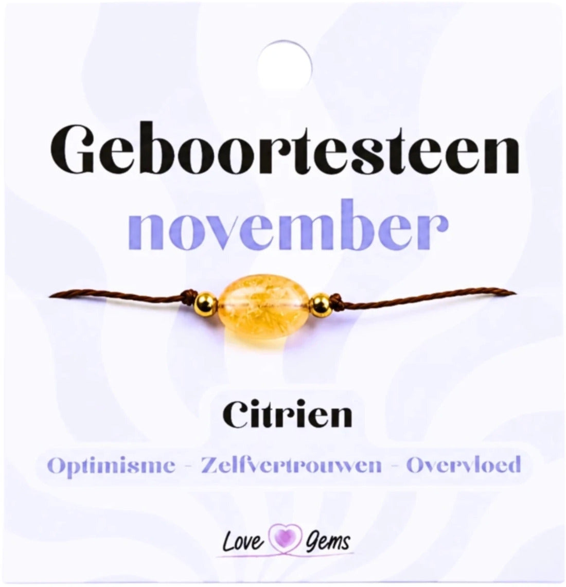 Citrin armband för november, födelsesten, justerbart