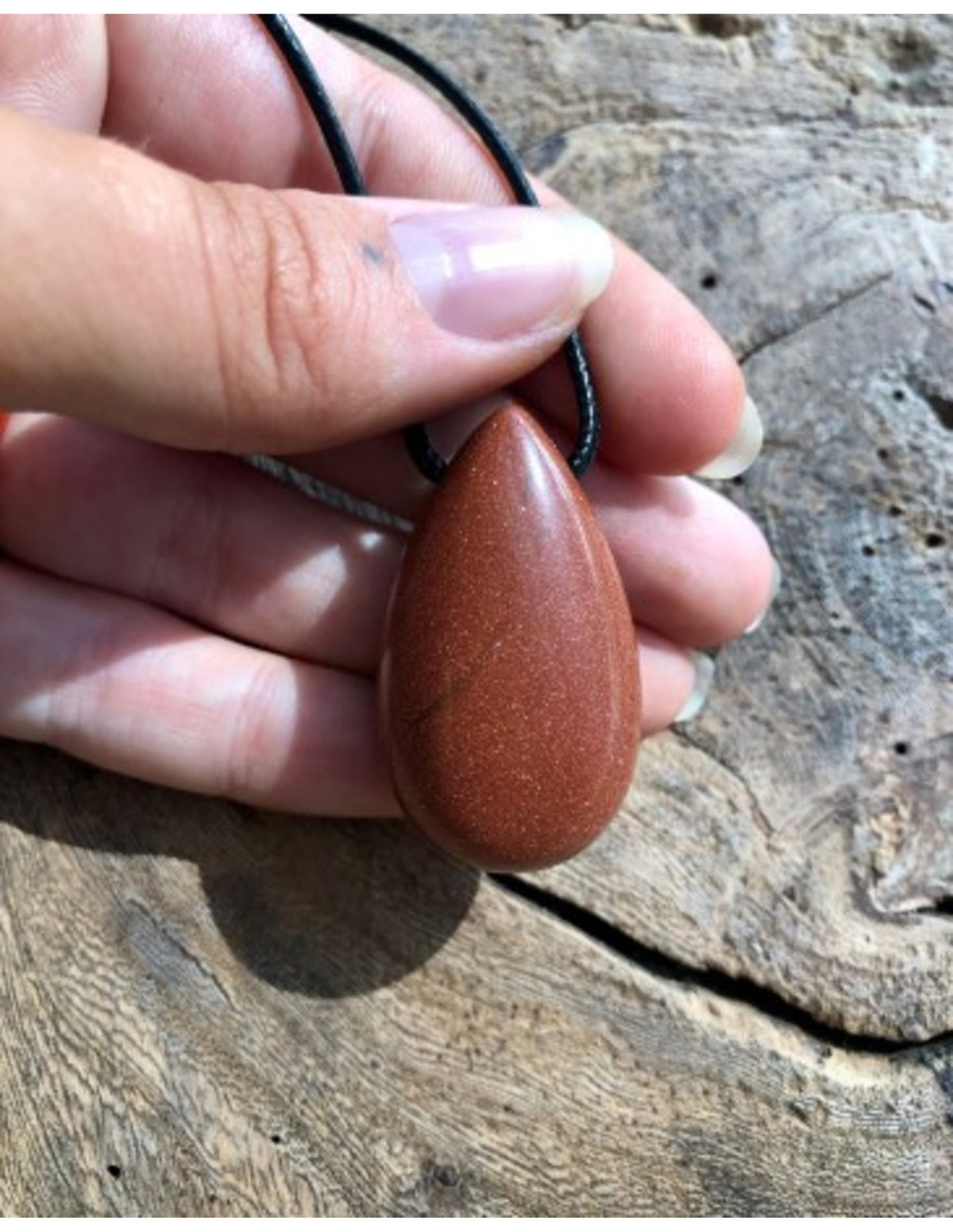 Guldsten hänge, droppe, 4 cm, borrat (glas)