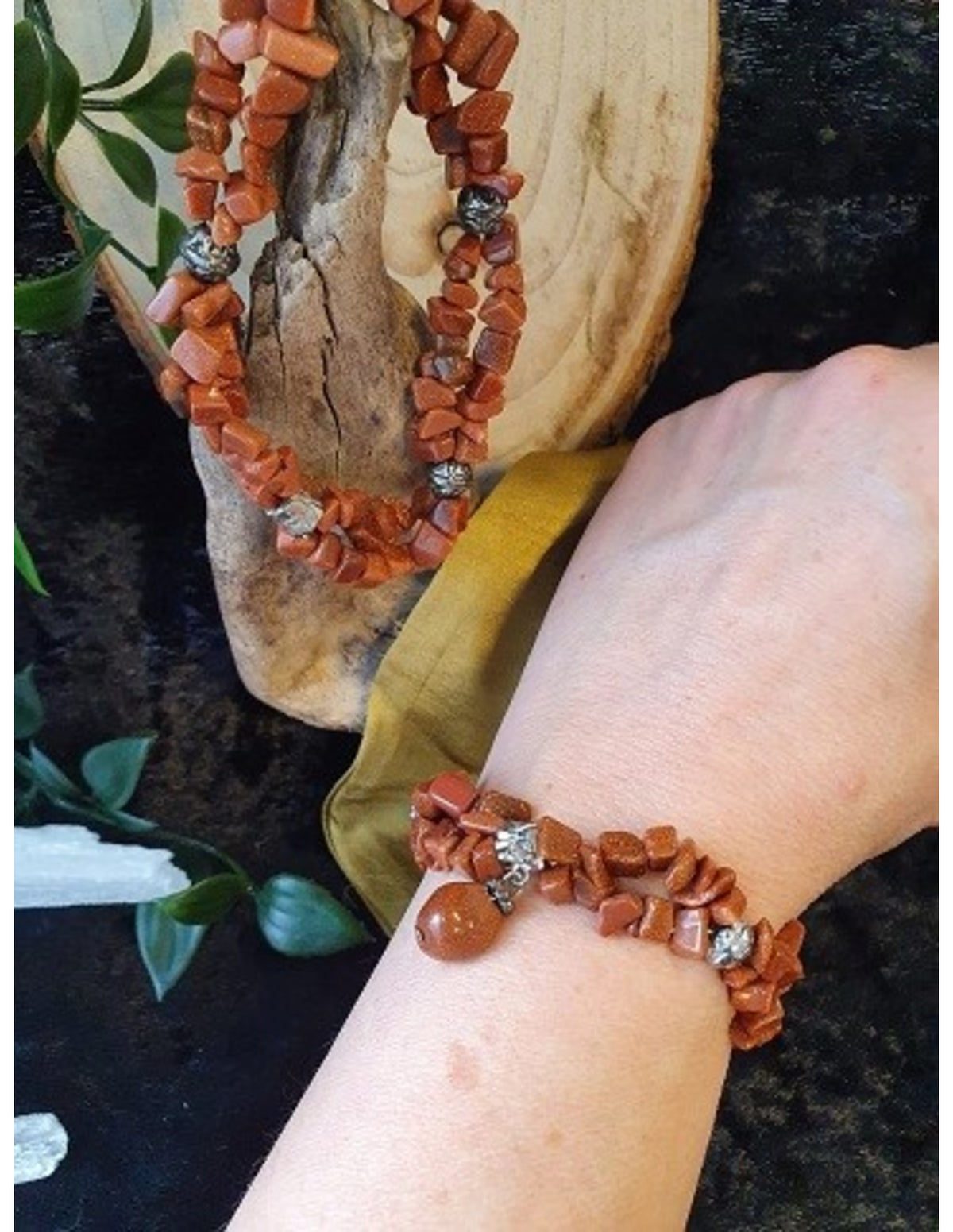 Guldsten armband med dubbel rad splitstenar (glas)
