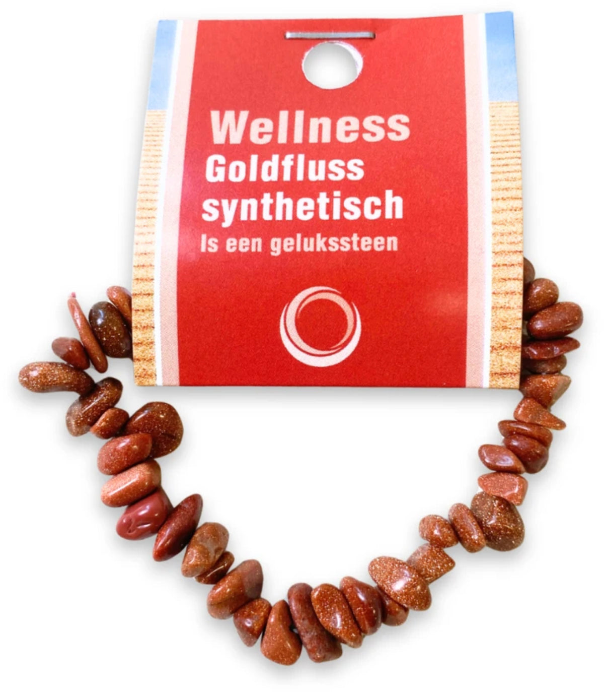 Guldsten armband med splitstenar, 5 till 10 mm (glas), På kort