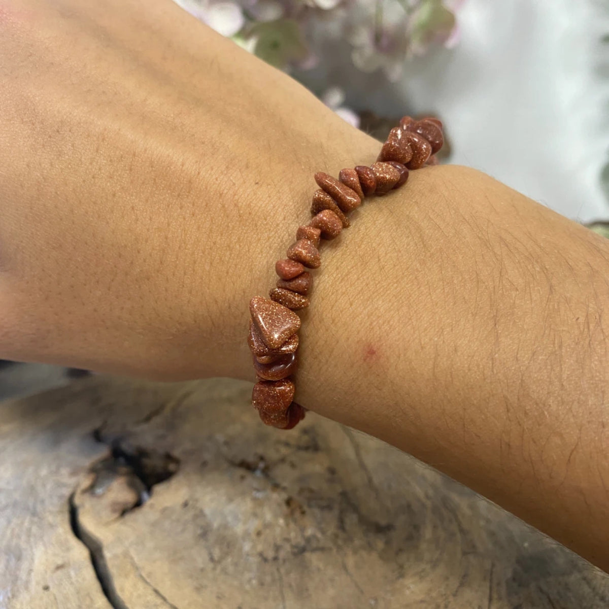 Guldsten armband med splitstenar, 5 till 10 mm (glas)