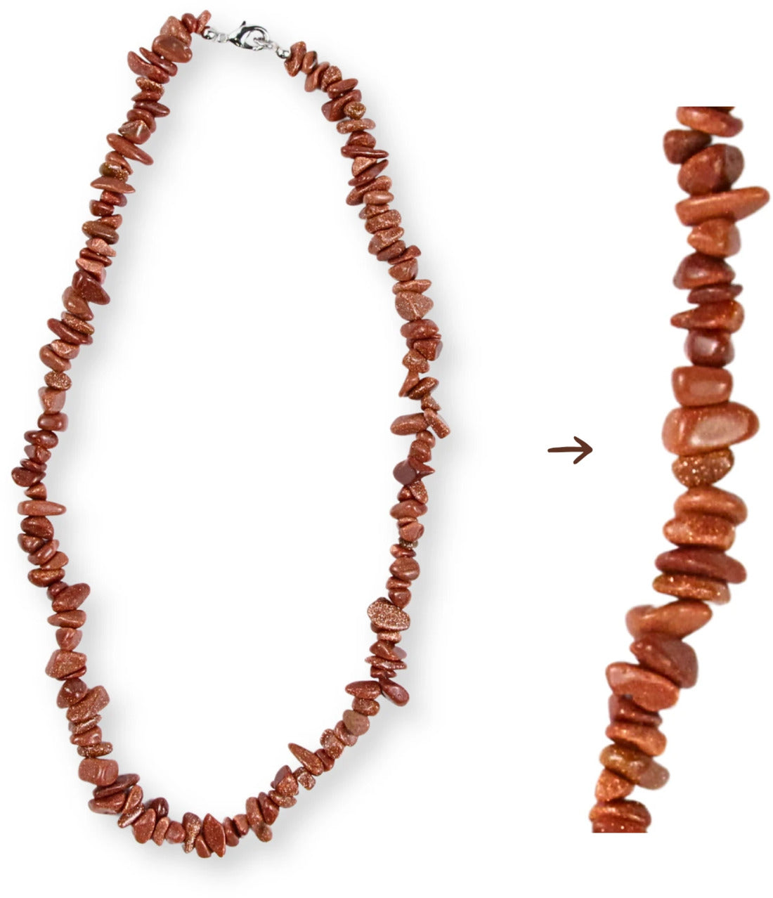 Guldsten halsband med splitstenar (glas)
