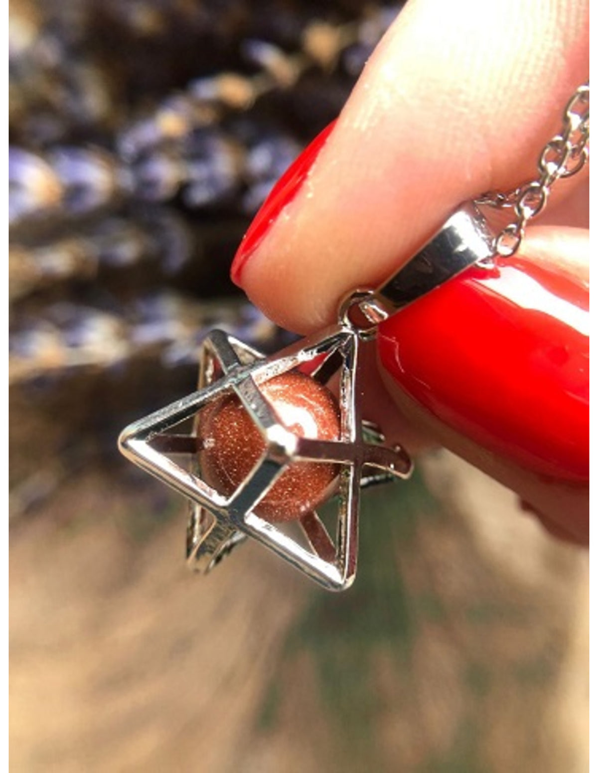 Guldsten smyckesset (glas): merkabah-hänge och örhängen