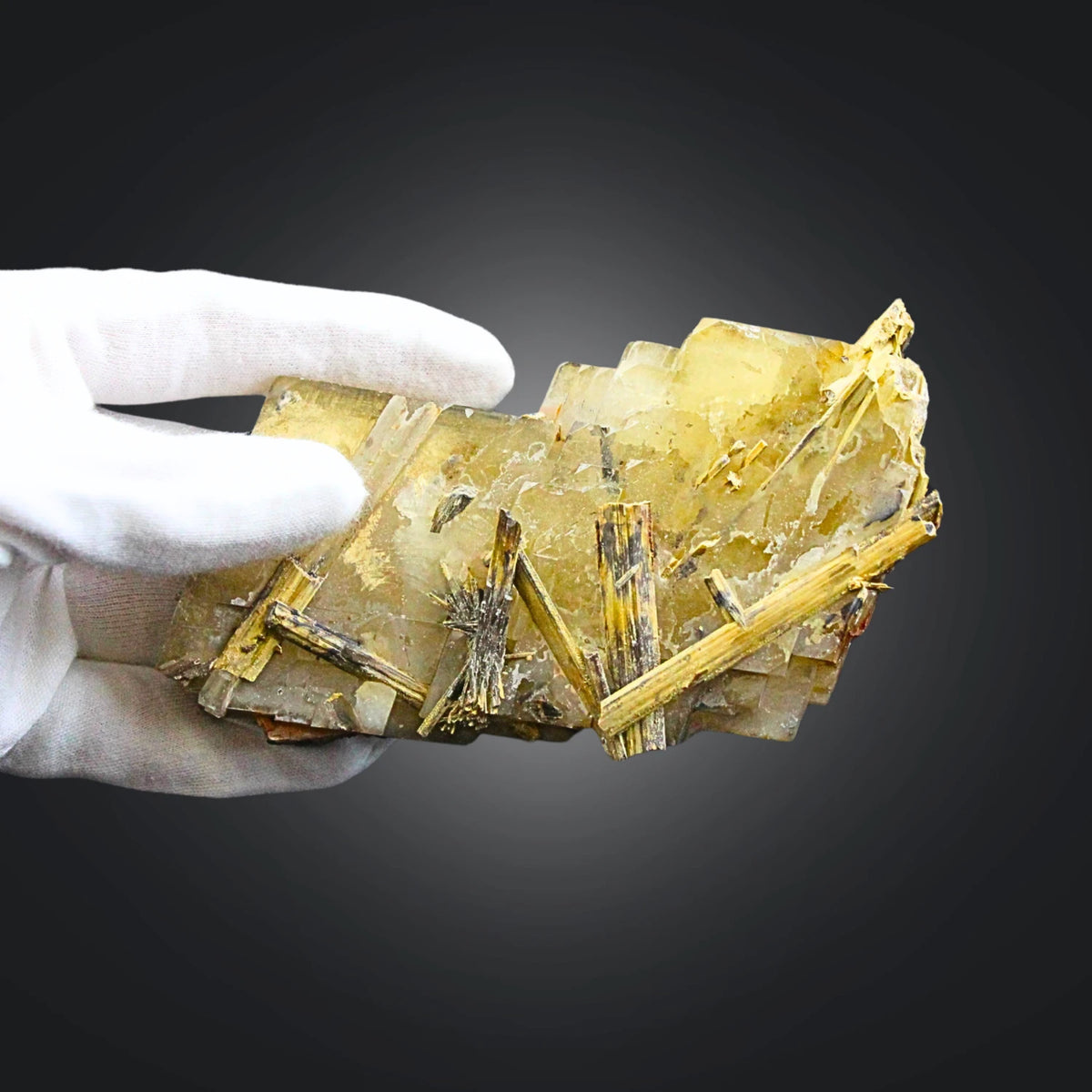 Baryt kristaller med stibnit, mineralprov, nr 4 (399 g)