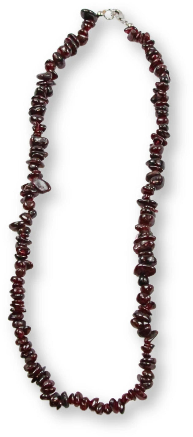 Granat halsband med splitstenar, 5 till 10 mm