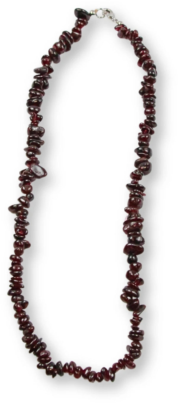 Granat halsband med splitstenar, 5 till 10 mm