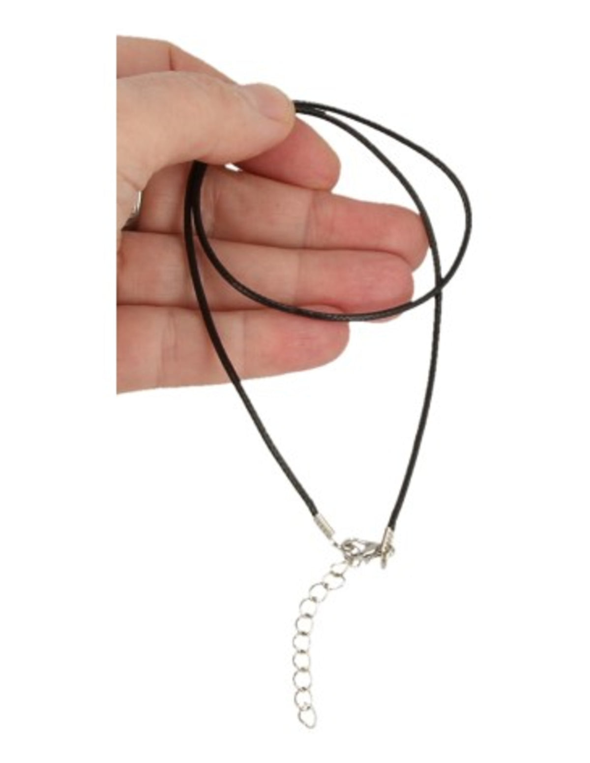 Vaxsnöre halsband, svart, 1,5 mm, med förlängningskedja