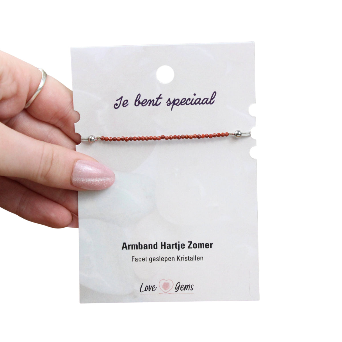 Röd jaspis armband med hjärta, justerbart, Mors dag