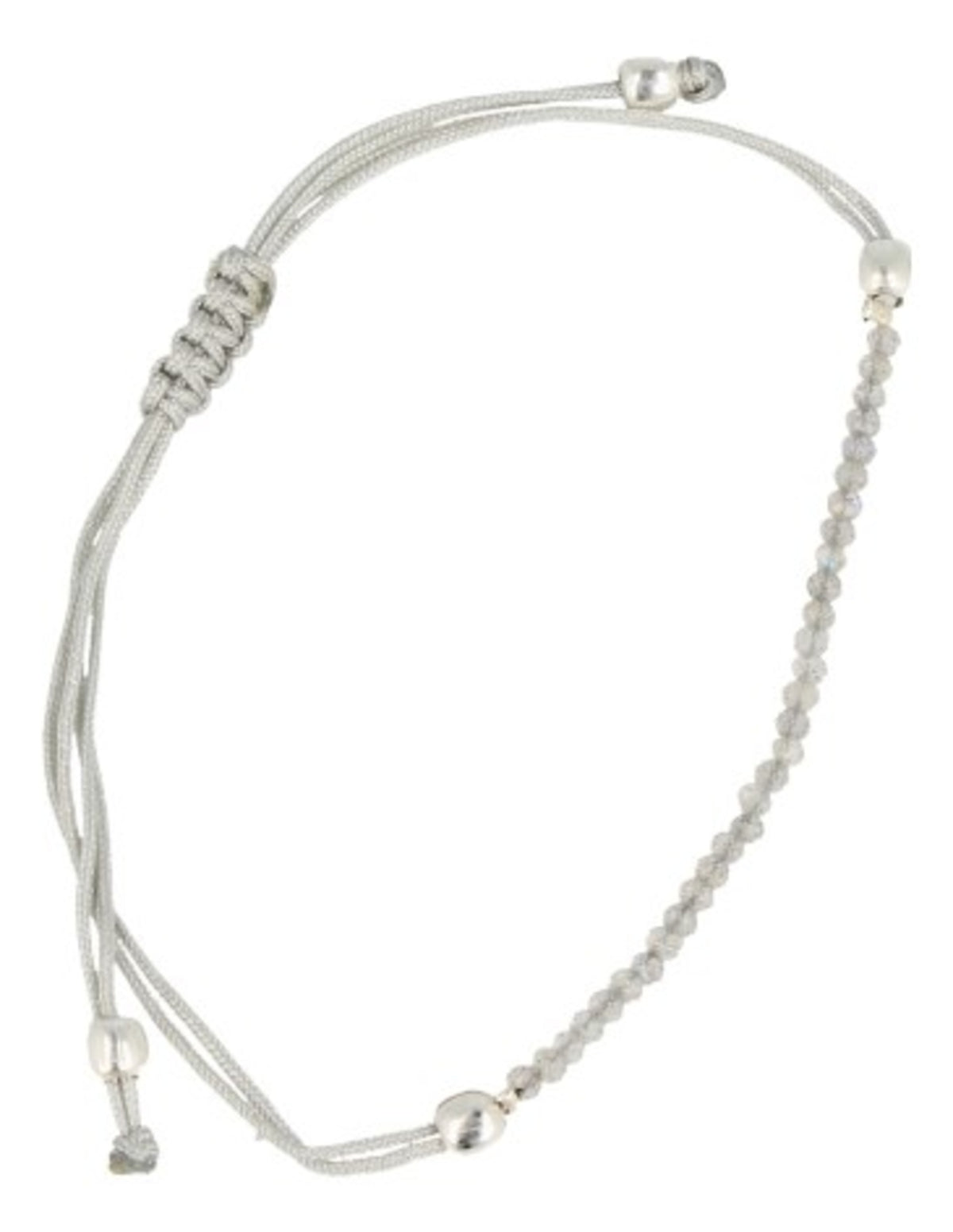 Labradorit armband med fyra pärlor, justerbar knut