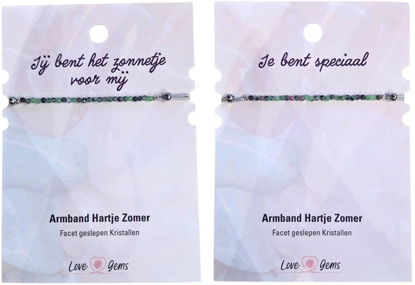 Rubin i zoisit armband med stålpärlor, facettslipade