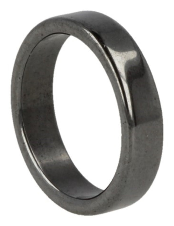 Hematit ring, platt, 5 mm bred, storlek 16