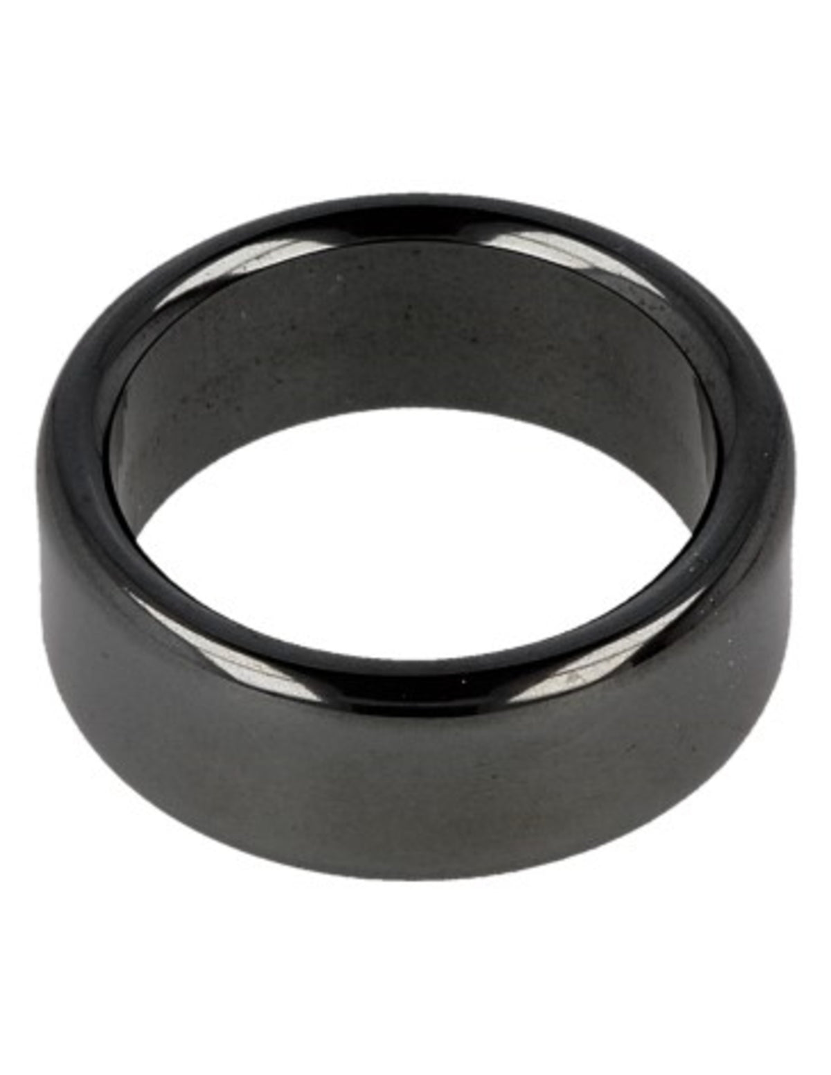 Hematit ring, platt, 8 mm bred, storlek 15