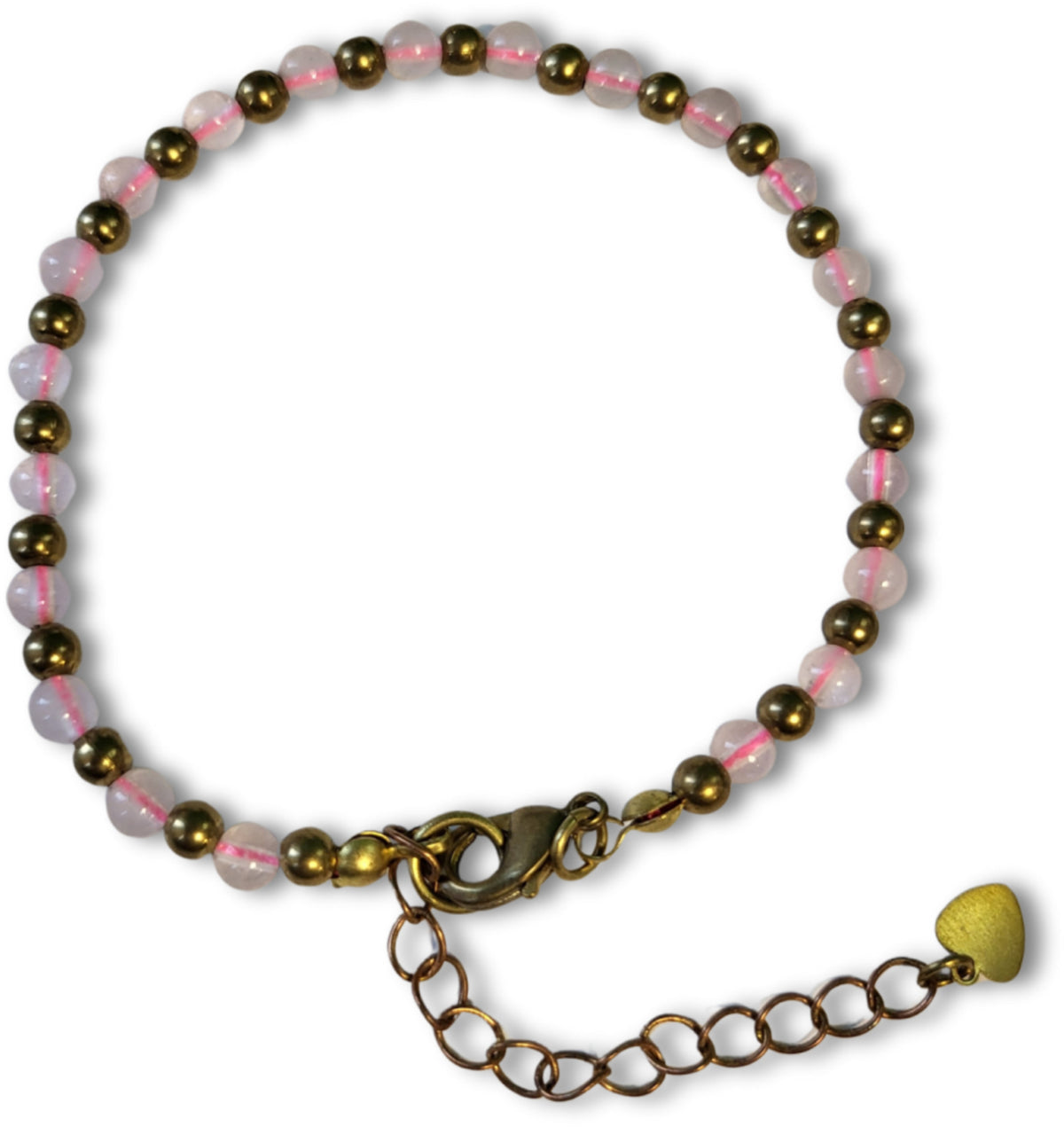 Rosenkvarts armband, Ibiza-stil, justerbart, 19 till 23 cm