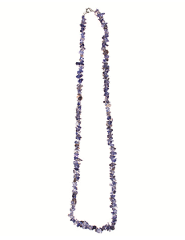 Iolit halsband med splitstenar, blå till violett, 5 till 10 mm
