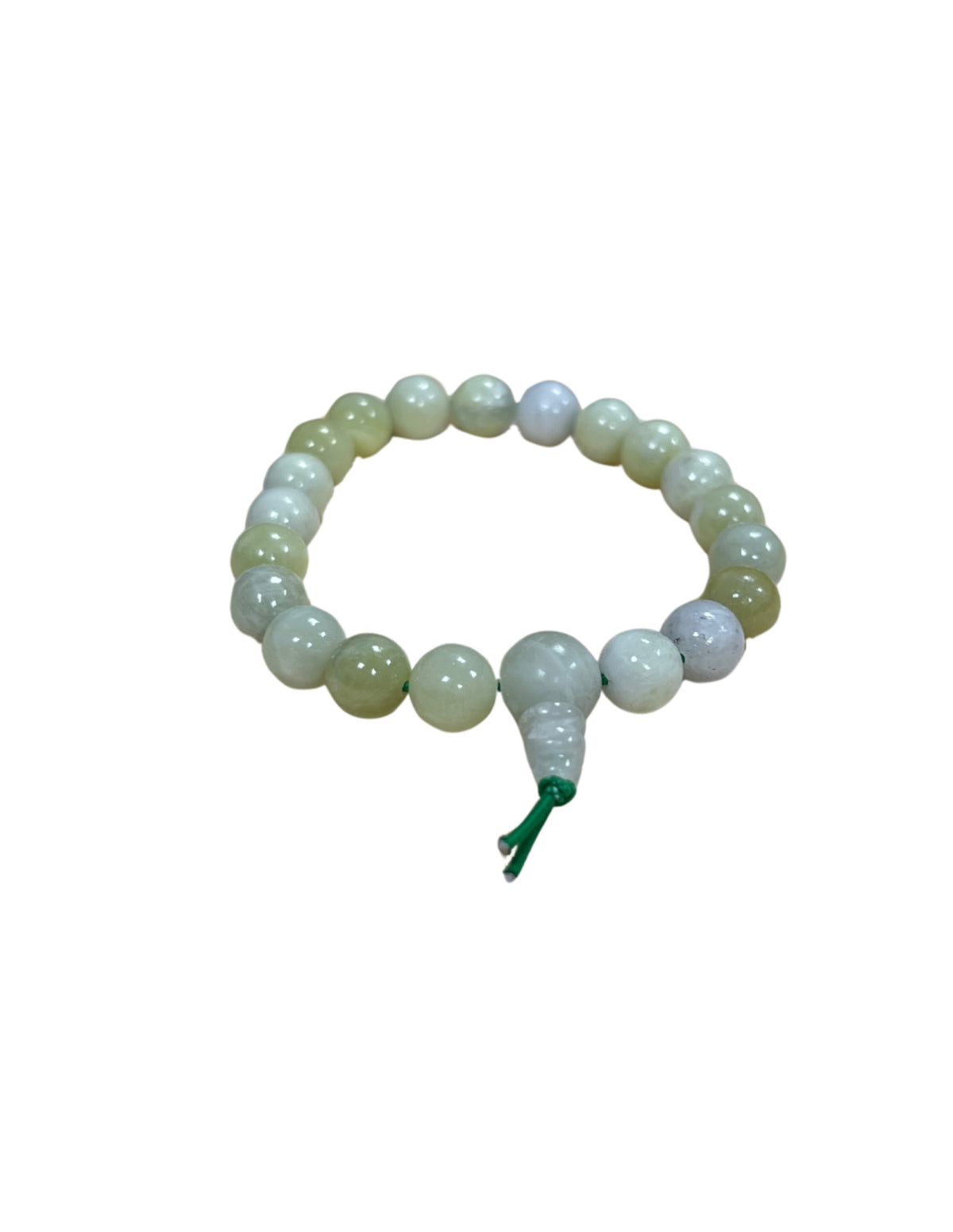 Serpentin armband med runda pärlor, grön, 8 mm, 18 cm