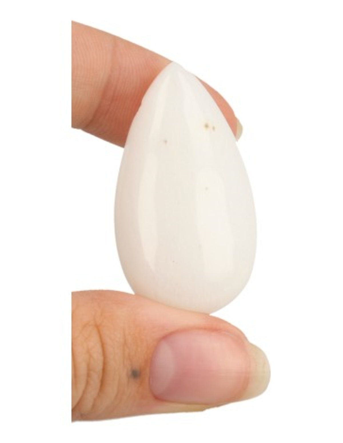 Jade hänge, vit droppe, 4 cm