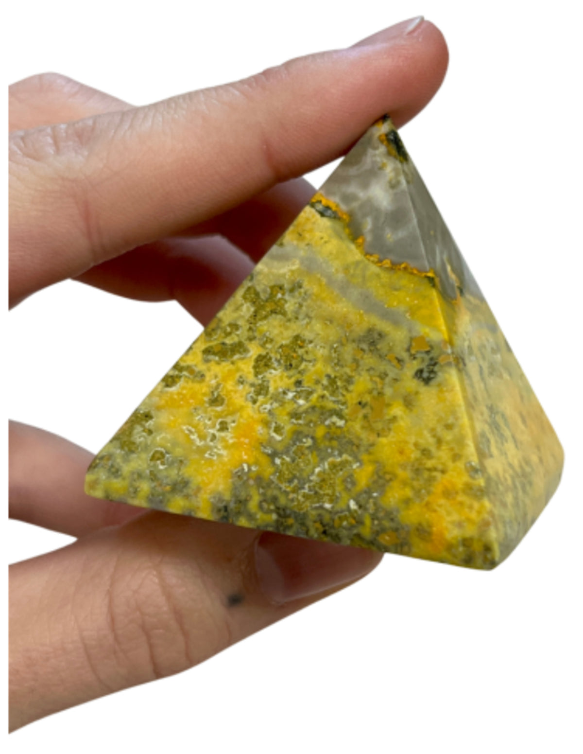 Bumblebee jaspis pyramid, 5 till 5,5 cm, ca 130 g