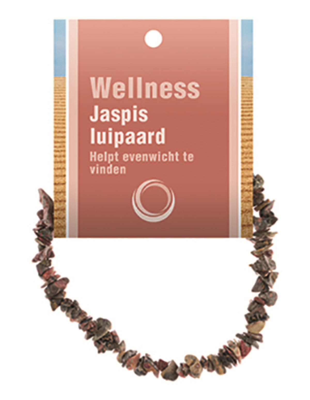 Leopardjaspis armband med splitstenar, 5 till 10 mm, På kort